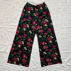 Vintage High-Waisted Floral Wide-Leg Pants